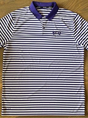 Nike Golf Large Purple and White Striped Polo with TCU Logo